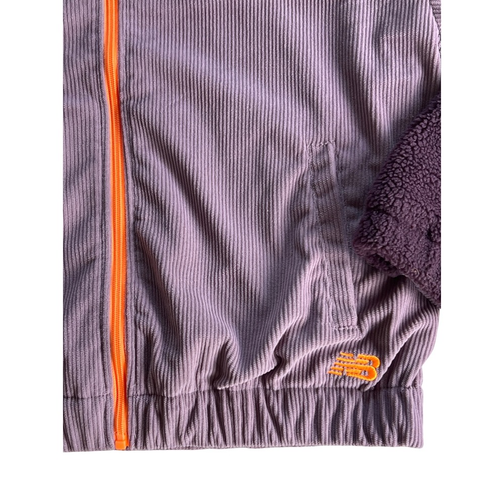 New Balance Womens Corduroy Sherpa Fleece Full Zip Jacket Purple Lavender Large - Picture 2 of 5